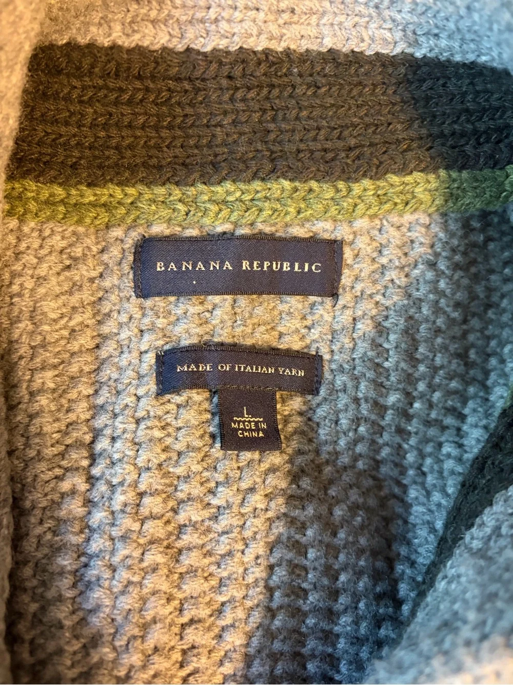Banana Republic Men's Shawl Collar Zip Sweater in Light Gray Heather